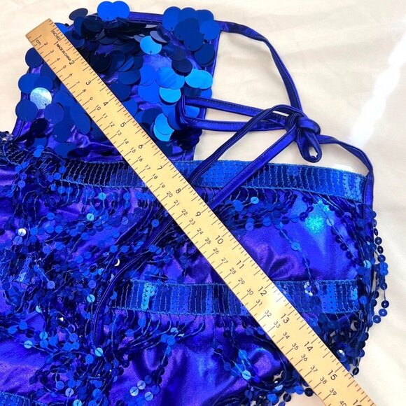Blue sequins dress Latin Dance Dress 1920 Flapper Costume Size Medium - Picture 7 of 13
